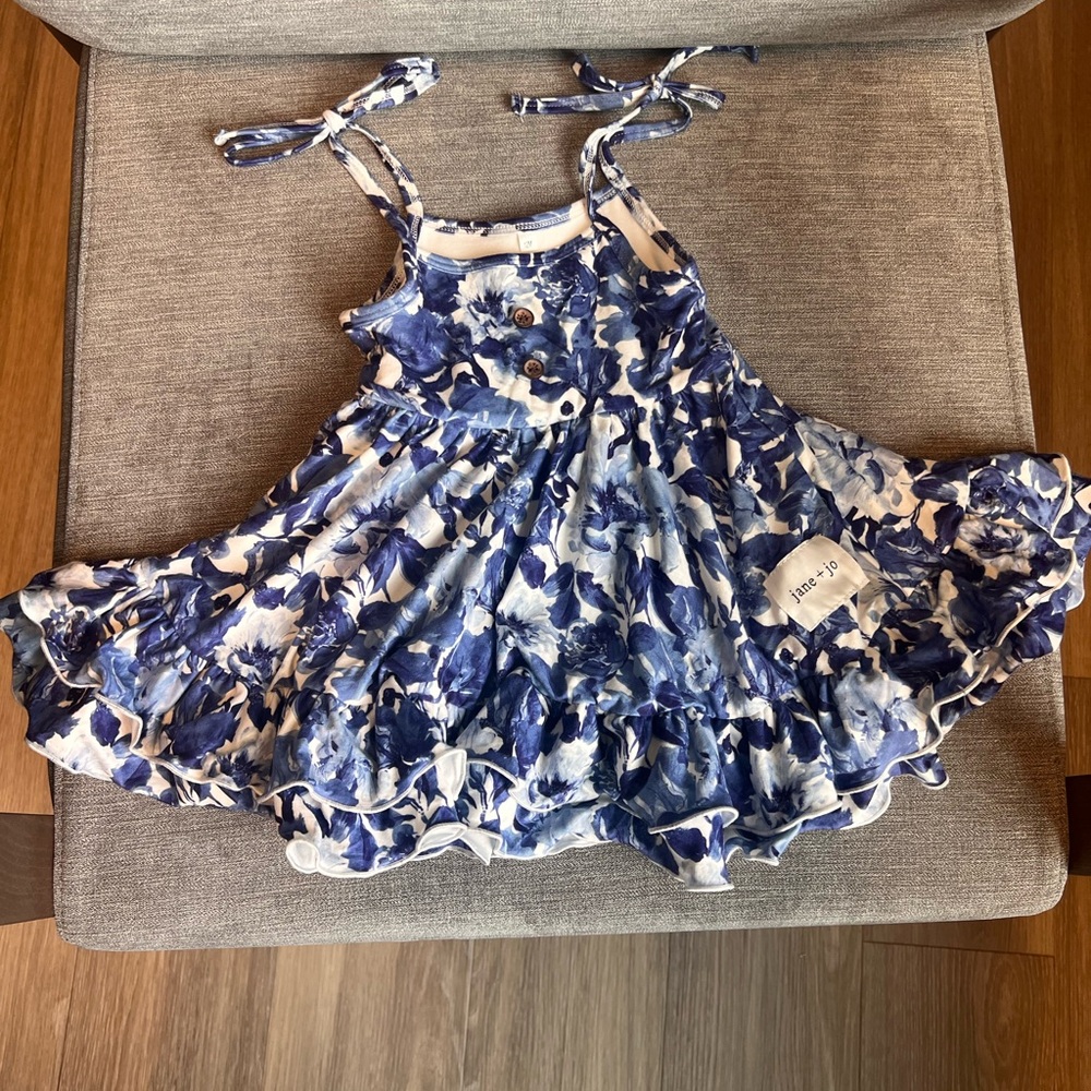 Floral Blue and White Dress